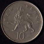 monedas de Europa - Reino Unido -  10 Pence