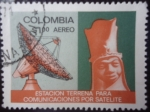 Stamps Colombia -  Estación Terrena para Comunicaciones por Satélite-estación de Radar y Cabeza Pre-colombina.
