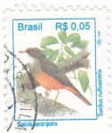 Stamps Brazil -  AVE- TURDUS RUFIVENTRIS