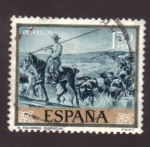 Sellos de Europa - Espaa -  El encierro- Sorolla- Día del Sello