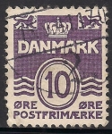 Stamps : Europe : Denmark :  LINEAS ONDULADAS Y NUMERAL.
