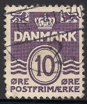 Stamps Denmark -  LINEAS ONDULADAS Y NUMERAL.