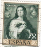 Sellos de Europa - Espa�a -  PINTURA-La Virgen del Rosario   - (B.E.Murillo) (R)