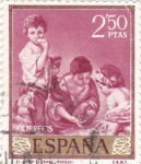 Stamps Spain -  PINTURA-El Juego del Dado   - (B.E.Murillo) (R)