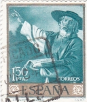 Stamps Spain -  PINTURA-San Jerónimo  -(Francisco de Zurbarán) (R)