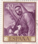 Stamps Spain -  PINTURA-Rebaño de Jacob   - (J.Ribera  