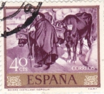 Stamps Spain -  PINTURA-Boyero Castellano   - (Joaquín Sorolla) (R)