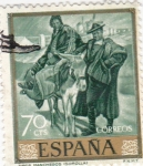 Stamps Spain -  PINTURA- Tipos Manchegos   - (Joaquín Sorolla) (R)