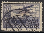 Stamps : Europe : Czechoslovakia :  Fokker sobre Praga.