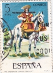 Stamps Spain -  Dragones a Caballo, timbalero 1647 -UNIFORMES MILITARES   (S)