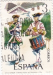 Stamps Spain -  Tambor del Regimiento de Granada 1734-UNIFORMES MILITARES   (S)