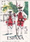 Sellos de Europa - Espa�a -  Fusilero del regimiento de Vitoria 1766-UNIFORMES MILITARES   (S)