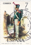 Stamps Spain -  Artillería de a pie 1828-UNIFORMES MILITARES   (S)