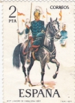 Stamps Spain -  Lancero de Caballería  1883-UNIFORMES MILITARES   (S)