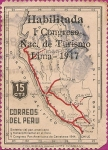 Stamps : America : Peru :  Ier Congreso Nacional de Turismo - Lima, 1947.