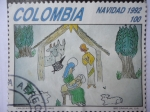 Sellos de America - Colombia -  Navidad 1992 - Escenas de Navidad - Pintura de:Carlos Alfonso Mendez (5 años de edad)