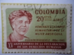 Stamps Colombia -  XV Aniversario De La Declaración De Los Derechos Humanos-ELEANOR ROOSEVELT-Homenaje a la labor human