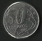 monedas de America - Brasil -  CINCUENTA CENTAVOS BRASIL (FRONTAL)