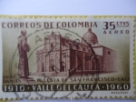 Stamps Colombia -  1910- Valle del Cauca -1960- Iglesia de Francisco en Cali     -    Fray Damián