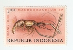 Stamps : Asia : Indonesia :  Macrobrachium sp.