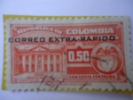 Stamps Colombia -  Capitolio Nacional-Correo extra-rápido