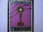 Stamps Colombia -  XXXIX Congreso Eucarístico Internacional-Bogotá-Imágen tejida por la reina Margarita de Austria.