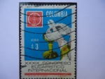 Stamps Colombia -  XXXIX Congreso Eucarístico Internacional - Manos del Sacerdote y Emblema del Congreso.