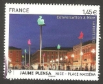 Stamps France -   Las figuras que representan a los siete continentes, en Niza