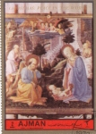 Stamps United Arab Emirates -  Lippi- La Adoración del Niño Jesús