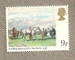 Sellos de Europa - Reino Unido -  Ensillar caballo para  Derby 1936