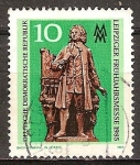 Stamps Germany -  Leipzig Feria de Primavera 1985(Monumento Bach en Leipzig)DDR.