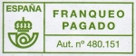 Stamps : Europe : Spain :  Franqueo Pagado. Aut. nº 480.151 