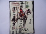 Stamps Spain -  Ed:2238 (Nº18)- Uniformes Militares- Regimiento de la Reina Línea 1763