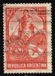 Stamps : America : Argentina :  Libertad con los escudos de Armas de Brasil y Argentina.