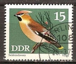 Stamps Germany -  Conservación, pájaros cantores waxwing- bohemio (Bombycilla garrulus) DDR.