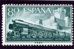 Stamps Spain -  Locomotora 242-F y Castillo de la Mota