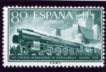 Stamps : Europe : Spain :  Locomotora 242-F y Castillo de la Mota