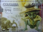 Stamps Colombia -  América-Upaep- Mitos y Leyendas- El Ribiel - El Tesoro de Morgan (1/2)