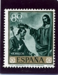 Stamps Spain -  Jesús coronando a San José (Francisco de Zurbarán)