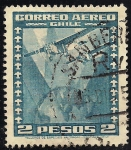 Stamps Chile -  2 AVIONES SOBRE EL GLOBO.