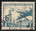 Stamps Chile -  Torres de perforación petróleo y Douglas DC-6