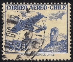 Stamps Chile -  Avión y estatua de la Isla de Pascua