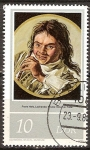 Stamps Germany -  400a Aniv de Frans Hals (pintor).Muchacho riendo con una flauta(Schwerin,Staal Museo)DDR.