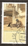 Stamps Germany -  Museo del Estado en Schwerin(El guardia de la puerta - Imagen de Carel Fabritius 1622-1654)DDR.