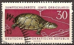Stamps Germany -  Animales Protegidos-Estanque de tortugas (Emys orbicularis)DDR.