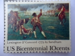Sellos de America - Estados Unidos -  Lexington & Concord 1775 by Sandham