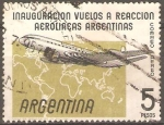 Stamps : America : Argentina :  AVIÒN  COMETA  SOBRE  EL  MAPA  MUNDI