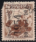 Stamps : America : Ecuador :  Sello sobrecargado telégrafo 