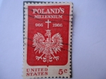 Stamps United States -  Polands Millennium 966-1966