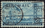 Stamps : America : United_States :  Avión sobre el  Puente de San Francisco.